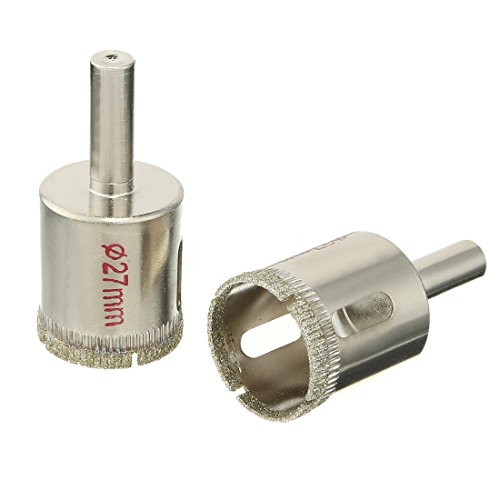 Aexit 2Pcs 27mm Hole Saws & Accessories Diamond Particles Coating Tip Hole Saw Drill Bit Hole Saw Sets for Glass