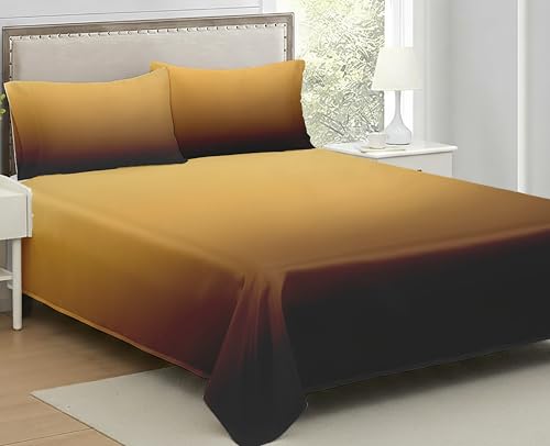Image of Premium 7D Printed King Size Bedsheet Set with Pillow Covers Soft Cotton Blend Double Bedsheet for Home (Pillow Covers :18x28 inches Bedsheet :90x100 Yellow,Black)