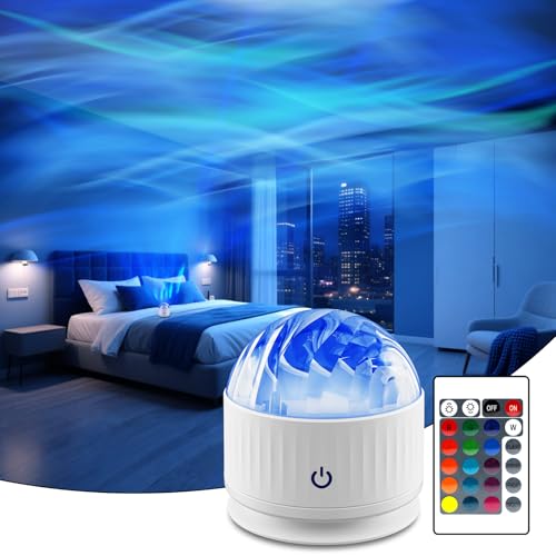 Fokky Projetor de galáxias e estrelas real, projetor de estrelas recarregável com 16 efeitos de iluminação e controlo remoto, luz noturna infantil com Aurora, lâmpada Aurora Boreal para crianças