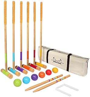 GoSports Six Player Croquet Set for Adults & Kids - Modern Wood Design with Deluxe (35
