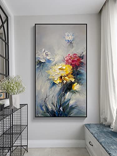 Peinture pivoine 3D faite main pour créer un salon chaleureux et poétique