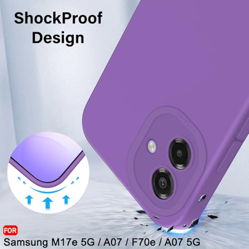 Image of TheGiftKart Liquid Silicon Back Cover Case for Samsung Galaxy M17e 5G / A07 / F70e / A07 5G | Stylish Camera Protection Module | Micro-Fibre Lining Inside | Shockproof Cover Case (Silicone, Purple)