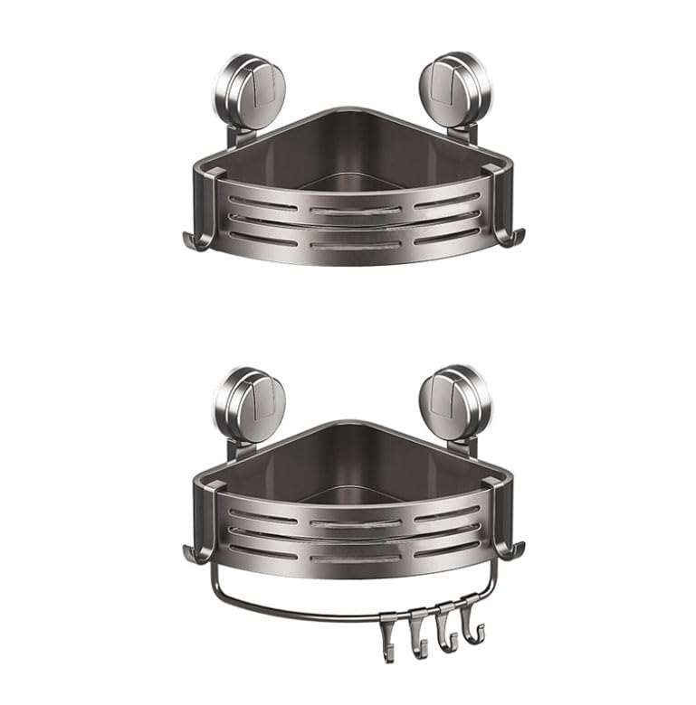 Elallin Corner Shower Caddy Storage Rack for Bathroom Kitchen No Drilling with Adhensive Suction Cup Removable Towel Bar