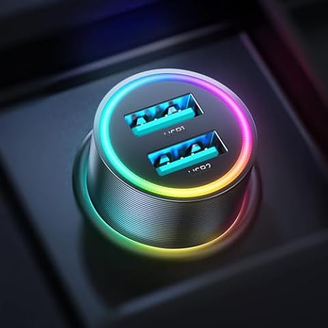 TOLLEFE Colorful Car Charger Car Charger Adapter Compact Cigarette Lighter USB Charger 4.8A Car USB Charger Car Phone Charger USB a Port Charging All Smartphone Cover