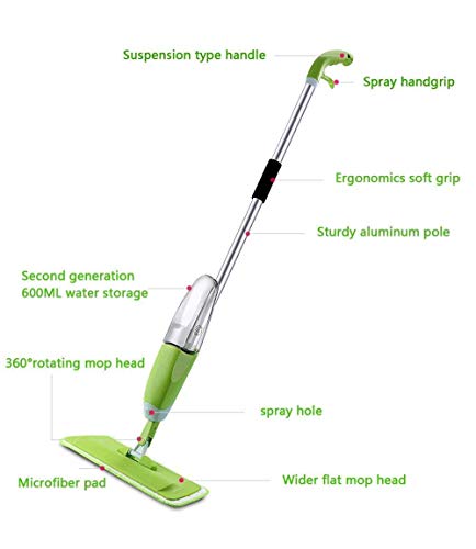 Image of Microfiber Floor Cleaning Spray Mop, Stainless Steel Spray Mop Floor Cleaning for Home with 3-Microfiber Pad, 360 Easy Mop | Refillable Bottle| Home, & Office Use- Blue