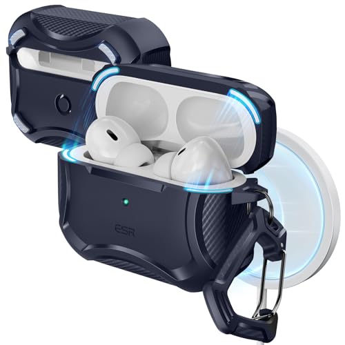 ESR Coque pour AirPods Pro 2ème/1ère Génération (2023/2022/2019), MagSafe Prêt, Couvercle Magnétique, Résistant aux Chocs Airpods Pro Case Protection Anti Chutes avec Lanière, Série Cyber