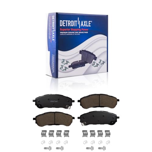 Image of Detroit Axle - Rear Drilled Brake Rotors Brake Pads for 19-22 Ford Ranger | Drilled and Slotted Disc Brakes Rotors Copper-Free Ceramic Brakes Pads 2019 2020 2021 2022 Replacement 12.12 inch inch Rotors