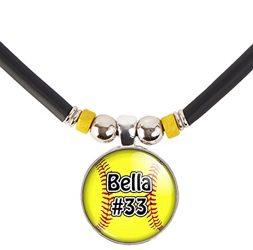 Softball Charm Necklace- Girls and Women's Softball Pendant Jewelry - Customized Softball Necklace