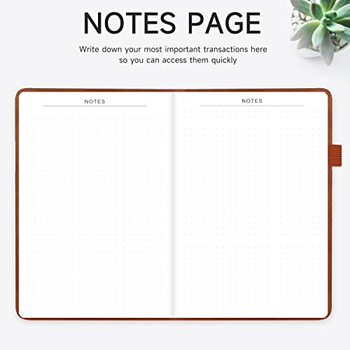 Registre de chèques et de transactions marron avec carnet de chèques rigide - 4