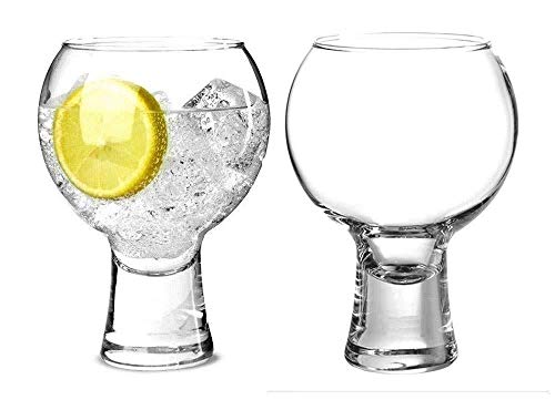 Muldale Lot de 2 verres à pied court pour gin Copa 540 ml | Pied solide avec bol en forme de ballon
