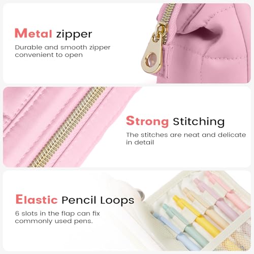 Image of Sooez Large Pencil Case Pouch, Soft Pencil Bag with Zipper, Pen Bag Wide Opening, School Supplies Cute Pencil Case for Girls Boy Men Women, Purple
