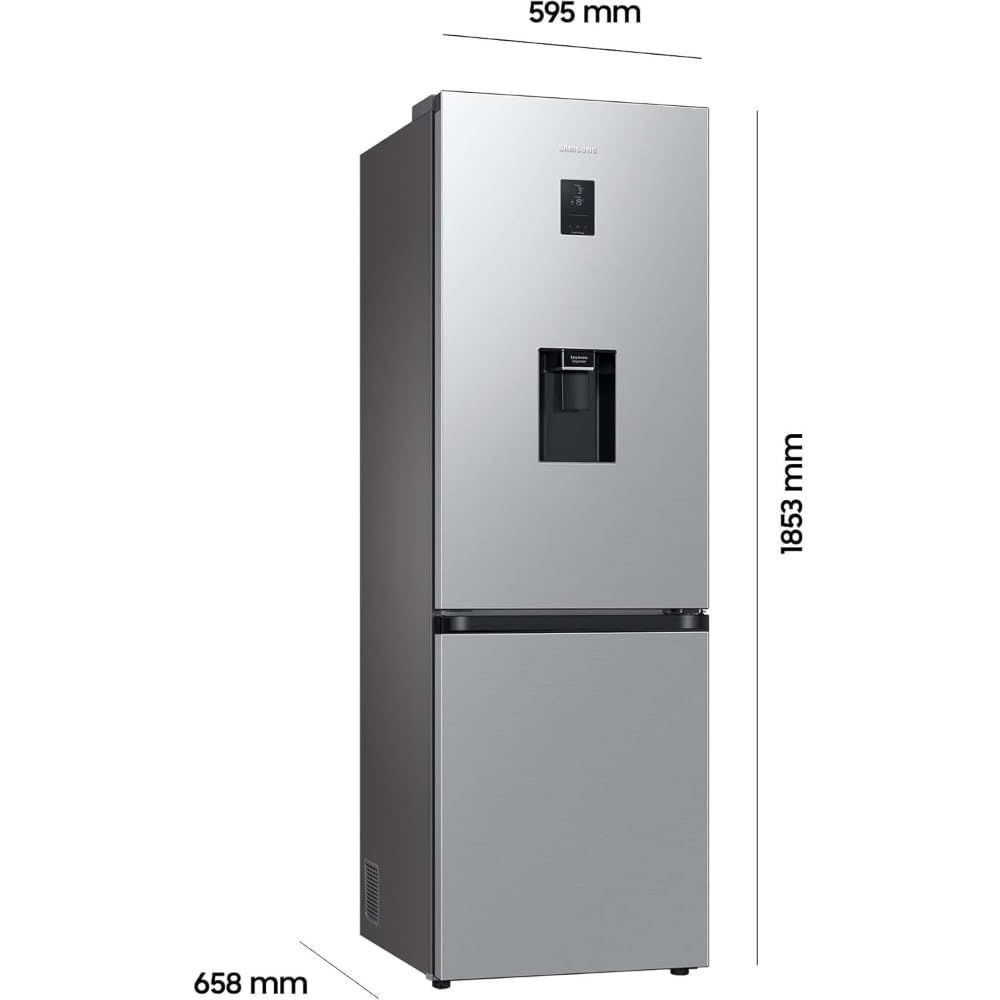 Samsung Kühl-Gefrier-Kombination, Kühlschrank mit Gefrierfach, 185 cm, 341 l Gesamtvolumen, 114 l Gefrierteil, AI Energy Mode, Wasserspender, Edelstahl-Look, RL34C652CSA/EG