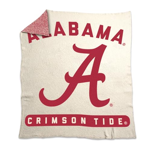 Logo Brands NCAA Alabama Crimson Tide Prime Luxe Dreams Blanket -Ultra-Soft Prime Luxe Dreams Fleece – 60” x 70” – Team Color Logo – Cozy Plush Blanket for Tailgating, Couch, or Game Day