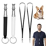 MERQUU Sifflet Ultrason Chien Anti Aboiement, 2 pièces Sifflet Ultrason Chien, Sifflet Chien, Sifflet Chien Rappel, Anti Agression Chien, Convient à la Plupart des Races de Chiens, Noir et Blanc.