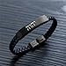 Dainty Black Names of God YHWH Tetragrammaton Leather Bracelet for Israel Christian Hebrew Bible Lord Jehovah Protection Bangle Jewish Gifts for Men Women, 8.26''