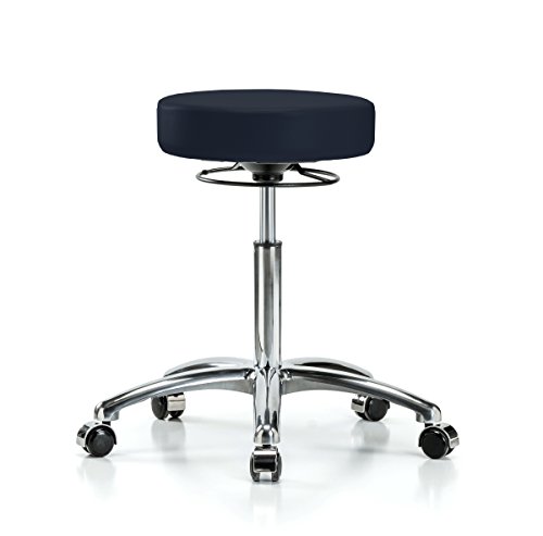 Image of Perch Chrome 360 Degree Height Adjustable Swivel Stool | Medium Bench Height 20.5-28 inch | Imperial Fabric