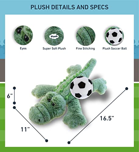 Dollibu Alligator Stuffed Animal With Soccer Ball Plush - Soft Huggable Alligator, Adorable Playtime Gator Plush Toy, Cute Wildlife Gift For Kids And Adults - 16.5 Inches #TOP2