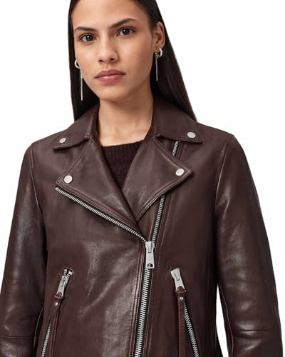 Image of AllSaints Women's Leather Jacket Dalby Biker