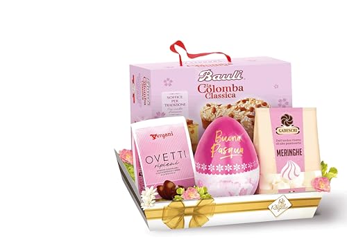 RE REGALO CONFEZIONE REGALO TULIPANO, 5 Pezzi, Colomba Pasquale Bauli, Uova di Pasqua, Ovetti Ripieni, Sacchetto di Meringhe, Idee Regalo Pasqua 2025