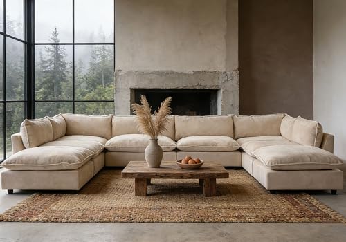Iroomy Modular Sectional Sofa, Oversized Chenille Cloud Couch, Deep Comfy Seat, 8-Seater Sofas...