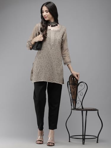 Image of Ada Hand Embroidered Lucknowi Chikankari Kota Top for Women A911184