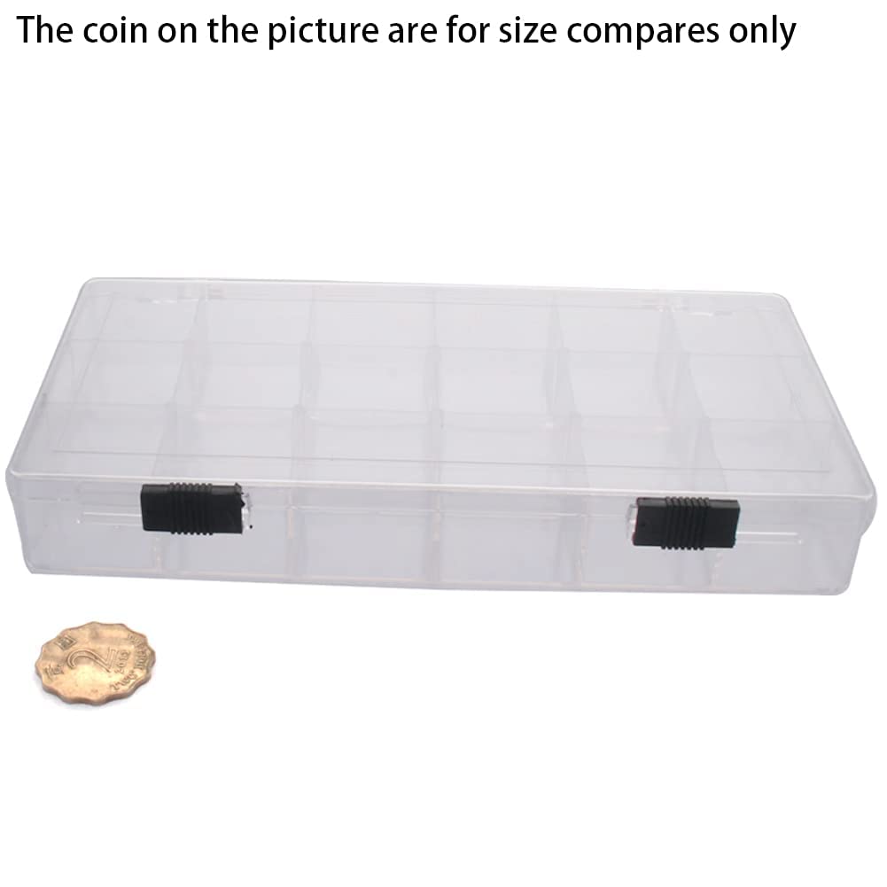 Yinpecly 15-Grid Storage Box With Removable Dividers - Clear PP Container, 2-Pack