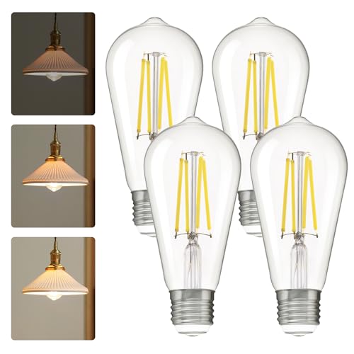 Image of ALAMPEVER 3 Way Light Bulbs 4 Pack, 30 /70 /100W Equivalent, Bright ST19 LED Light Bulb, 5000K Daylight White, 300 /800 /1200LM, 3 /5 /8W, E26 Base, Non-Dimmable, Ideal for Living Room, Bedroom, Home Office