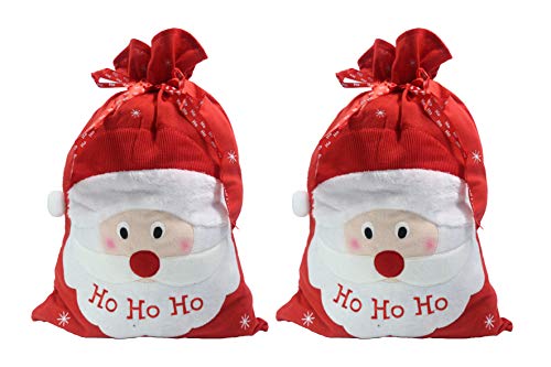 Lot de 2 sacs Motif Père Noël avec inscription « Ho Ho Ho » 50 x 72 cm - Image 3