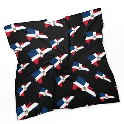 Dominican Republic Flag Map Bandanas for Women Satin Silk Head Scarf Multipurpose Square Scarves Clothing Accessories3