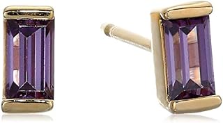 Amazon Collection Sterling Silver Baguette Cut Garnet Colored Cubic Zirconia Stud Earrings