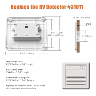 RV Carbon Monoxide & Propane Detector, Replacement for RV Gas Detector #31011, 2 in 1 Dual CO/LP Gas Alarm, Hardwired - VDC 12V, Flush Mount, White