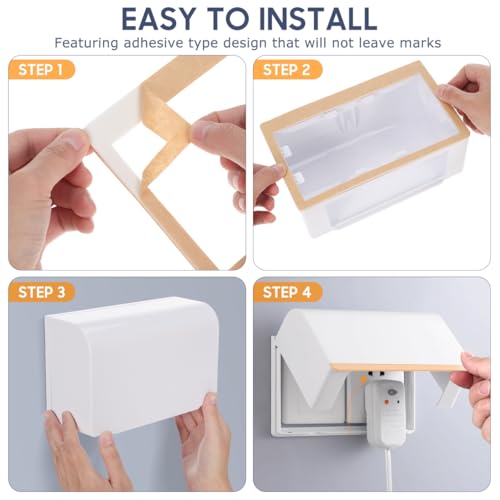 Image of Housoutil 2-Gang Waterproof Outlet Cover, Outdoor Plug Cover, Weatherproof Outlet Cover, Adhesive Outdoor Receptacle Cover, Receptacle Protector for for Home Improvement, 86 Type White
