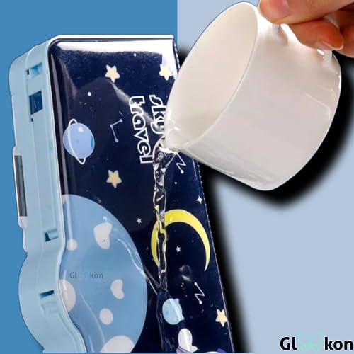 Image of Plastic Space Astronaut Pencil Box For Girls & Kids, Compass Box For Boys, Pencil Pouch For School, Pencil Case Gift For Boys (Space), Blue