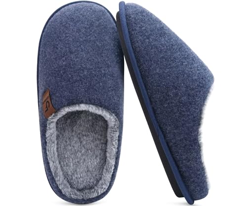 Image of COFACE Mens Cozy Memory Foam Scuff Slippers Casual Slip On Warm House Shoes Indoor /Outdoor Sandal Slippers With Arch Support Rubber Sole Size 7-15