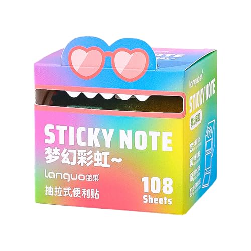 JUJUGEN 【新スタイル人気】かわいい メモ ふせん 防水 グラデーションカラー 文具 引き出し式ケース付き はがしやすい 半透明デザイン ペンにじまない スムーズ書き心地 切り取り便利 キレイはがせる おしゃれステーショナリー 業務用 スケジュール管