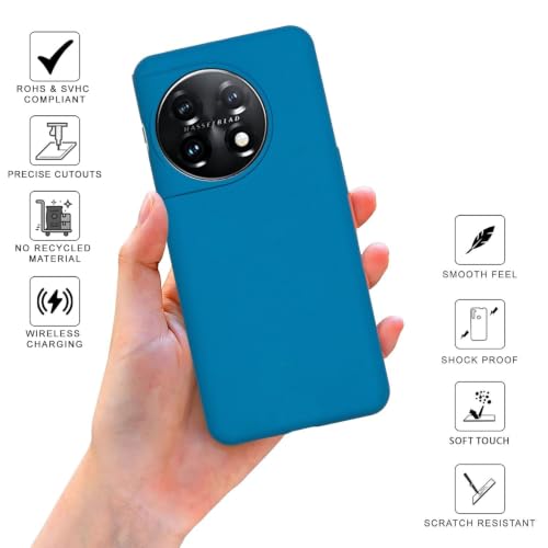 Image of SPRIG Cases Compatible with OnePlus 11 5G Liquid Silicone Cover Premium Back Cover Drop Tested Shock Proof for Boys and Girls with Camera Protection (Navy Blue)