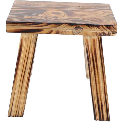 AUTSUPPL Taburete para Niños Pequeño De Madera Maciza Pintura Ecológica Carbonizada, Antideslizante y Práctico, Adecuado para Baño y Cocina, Banco Sentarse y Lavar Pies, Uso Doméstico