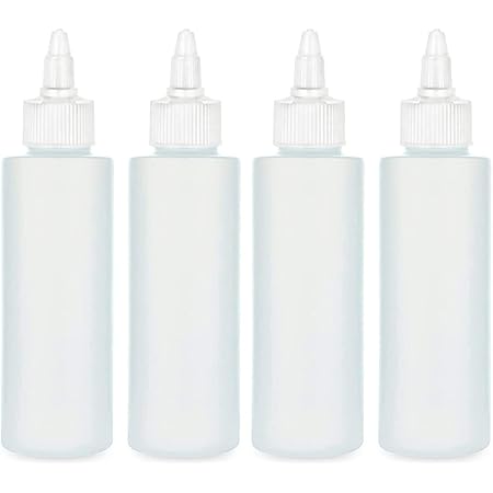 Bastex Set Of 6 Plastic Squeeze Bottles - 4oz Each With Caps & Measurement Marks