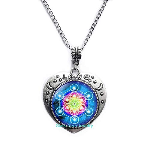 Preisvergleich Produktbild Metatron's Cube Anhänger, heiliger Geometrie-Schmuck, geometrische Halskette, heilige Geometrie-Halskette, Schmuck für Herren, Halskette für Herren, Q0145