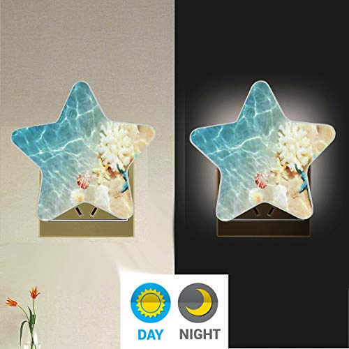 Starfish Seashell Coral Plug in Night Light,Beach Ocean LED Night