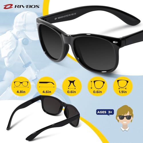 rivbos kids sunglasses polarized uv protection flexible rubber glasses shades with strap for boys girls rbk004