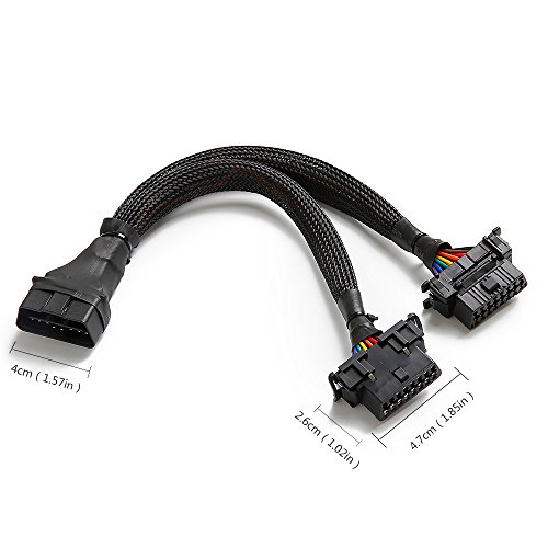 Bbfly-B6 Obd2 Splitter 16 Pin Obd Ii Splitter Extension 1X Male And 2X Female Extension Cable Adapter (1Ft/30Cm) (1Pack) #TOP5