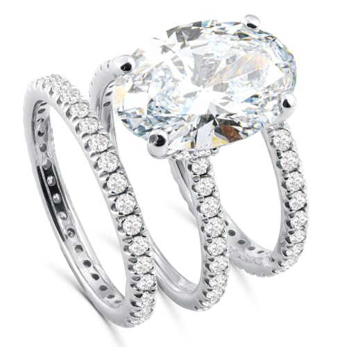 Pompeii 5 1/2Ct Oval Diamond Engagement Eternity Wedding Ring Set White Gold Lab Grown (G/H,VS1)2