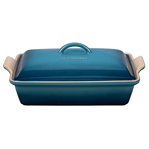 Le Creuset Heritage Stoneware Covered Rectangular Casserole, 4-Quart, Marine