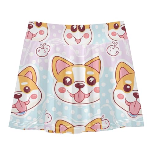 Tennis Skirts Toddler Cute Dog Faces Dot Girls Skorts Athletic Shorts Summer Girl Skort 4t2