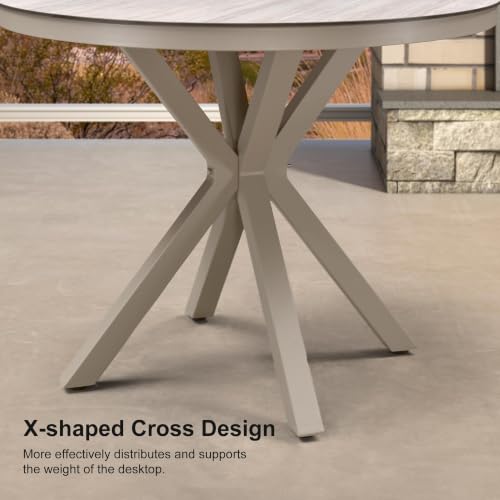 Image of PURPLE LEAF Round Patio Dining Set 5 Pieces with Cushion and Arm, Champagne