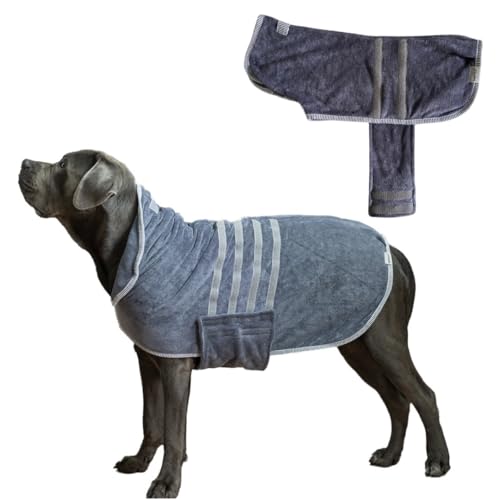 SNIFFLS Hundebademantel Mikrofaser Größe S, für kleine Hunde, schnelltrocknend & maschinenwaschbar bei 40°, in Europa produziert