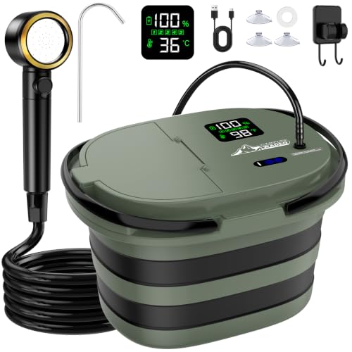 Ducha portátil WADEO para camping con cubeta de 20L y batería recargable de 13000mAh miniatura 1