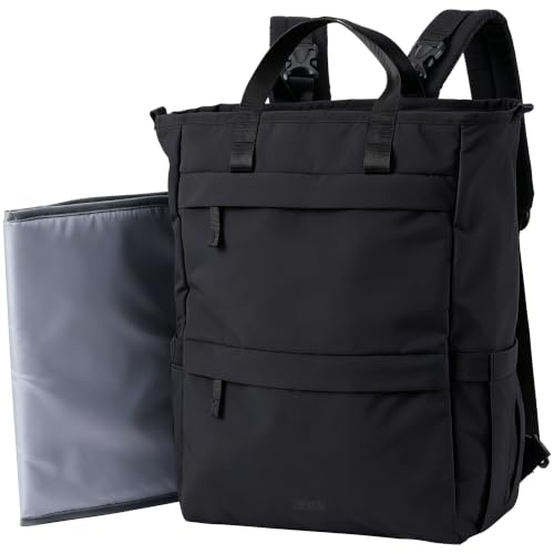 Allovely Diaper Bag Backpack with Changing Pad, Ultra-Lightweight Baby Diaper Bag with Quick Access Back Zipper, Large Capacity Travel Baby Bag Multi-Function Organizer for Mom & Dad (Black)