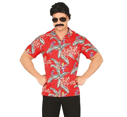 FIESTAS GUIRCA – Camisa HAWAIENNE Jungle Bird Rojo Magnum Hombre